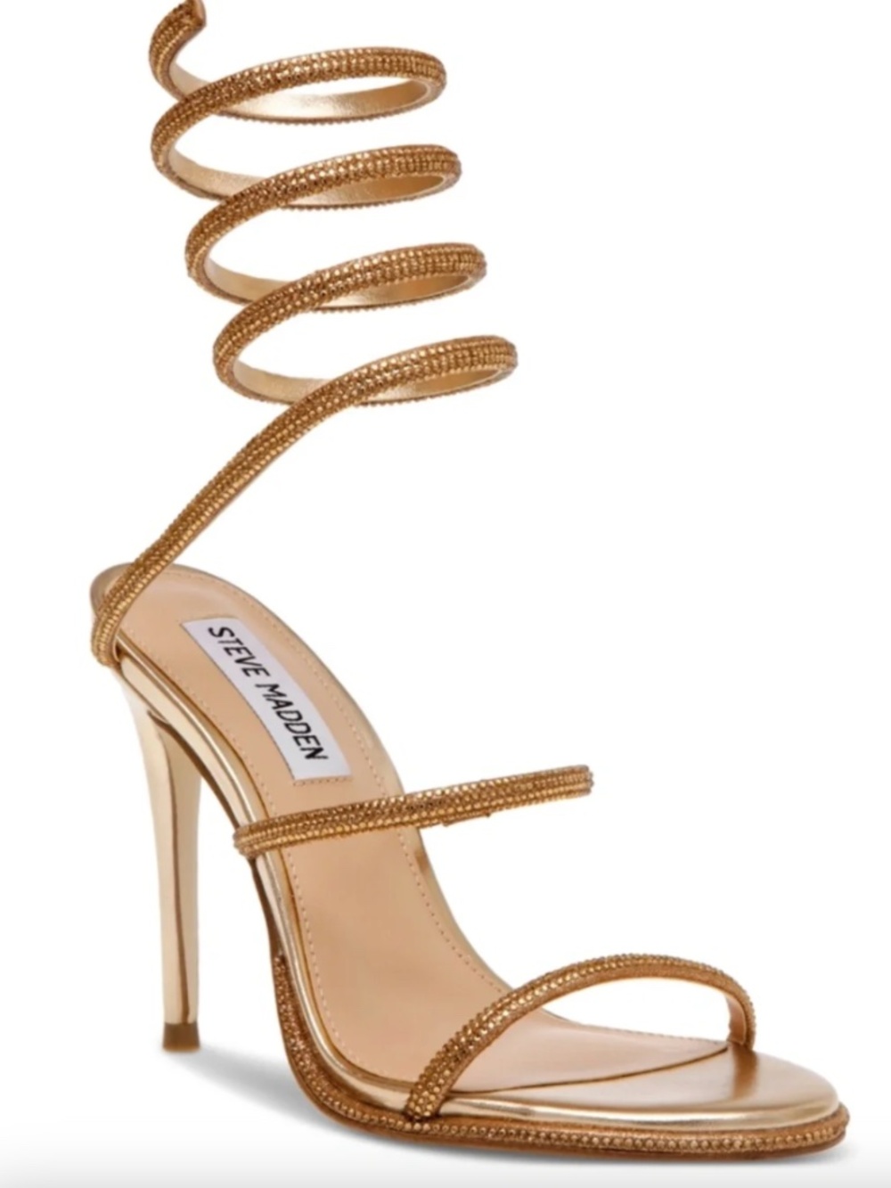 Steve Madden Exotica Wrap Around High Heels Bronze Gold Rhinestone - Size 6
